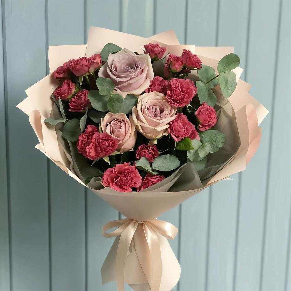 Букет цветов из: Гвоздики и Розы в Обильном