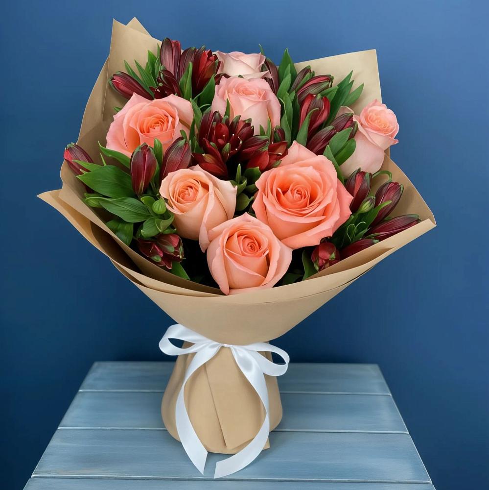 Букет цветов из: Розы и Альстромерии в Обильном