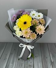 Букет цветов из:  Розы, Герберы и Хризантемы в Обильном