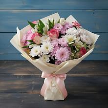 Букет цветов из:  Хризантемы, Альстромерии и Розы в Обильном