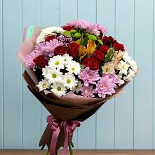 Букет цветов из:  Розы, Хризантемы и Альстромерии в Обильном