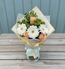 Букет цветов из:  Герберы, Розы и Хризантемы в Обильном