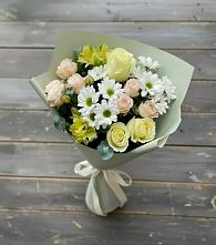 Букет цветов из:  Альстромерии, Розы и Хризантемы в Обильном