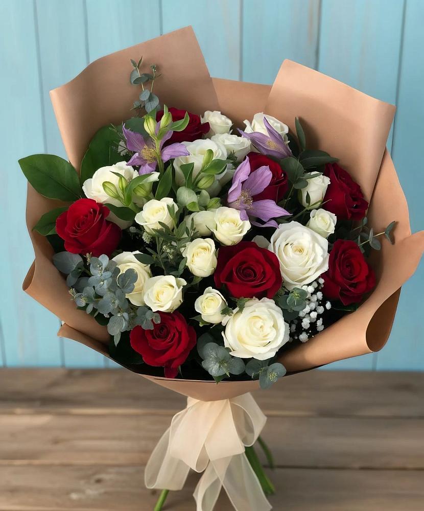 Букет цветов из: Розы и Альстромерии в Обильном