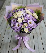 Букет цветов из:  Хризантемы и Розы в Обильном